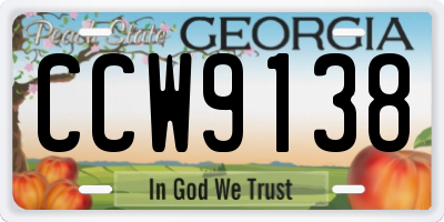 GA license plate CCW9138