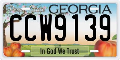 GA license plate CCW9139