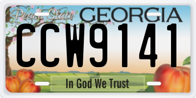 GA license plate CCW9141