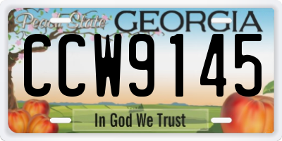 GA license plate CCW9145