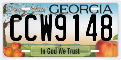GA license plate CCW9148