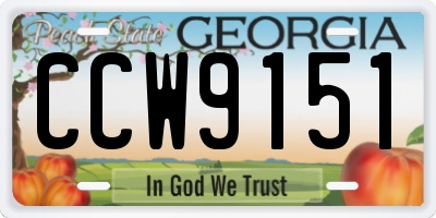 GA license plate CCW9151
