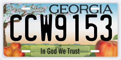 GA license plate CCW9153
