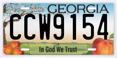 GA license plate CCW9154