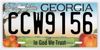 GA license plate CCW9156