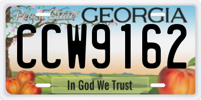 GA license plate CCW9162