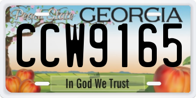 GA license plate CCW9165