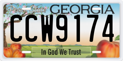 GA license plate CCW9174