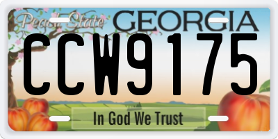 GA license plate CCW9175