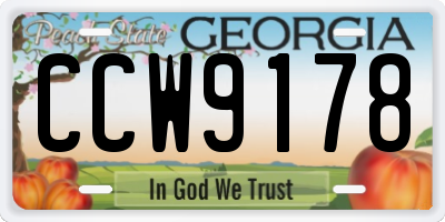 GA license plate CCW9178