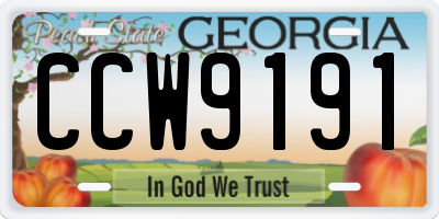 GA license plate CCW9191