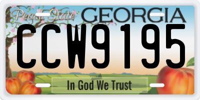 GA license plate CCW9195