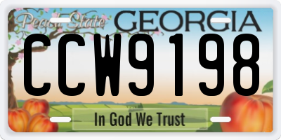 GA license plate CCW9198