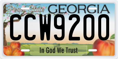 GA license plate CCW9200