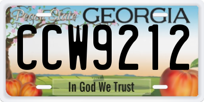 GA license plate CCW9212