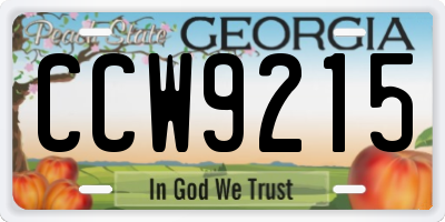 GA license plate CCW9215