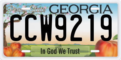 GA license plate CCW9219