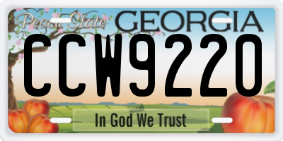 GA license plate CCW9220
