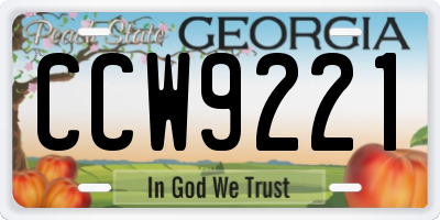 GA license plate CCW9221