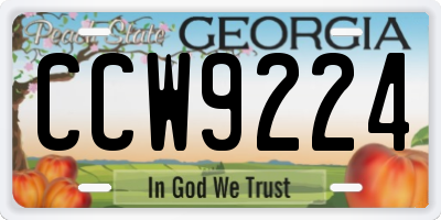 GA license plate CCW9224