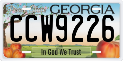 GA license plate CCW9226