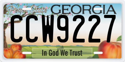 GA license plate CCW9227