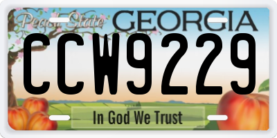 GA license plate CCW9229