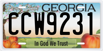 GA license plate CCW9231