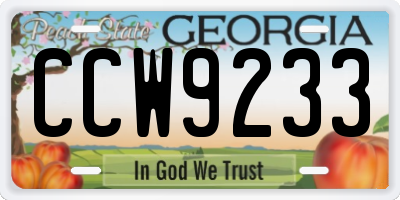 GA license plate CCW9233