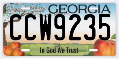 GA license plate CCW9235