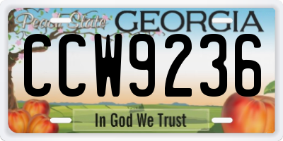 GA license plate CCW9236