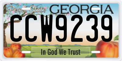 GA license plate CCW9239