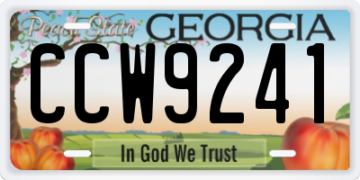 GA license plate CCW9241