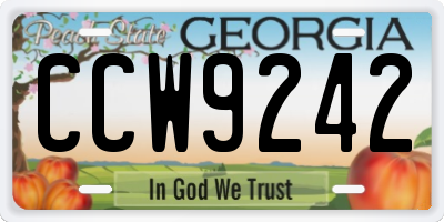 GA license plate CCW9242