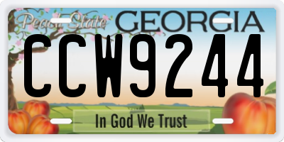 GA license plate CCW9244