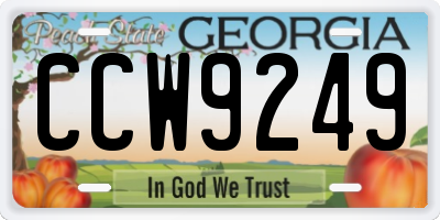 GA license plate CCW9249