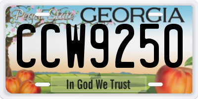 GA license plate CCW9250