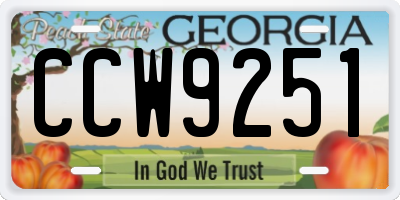 GA license plate CCW9251