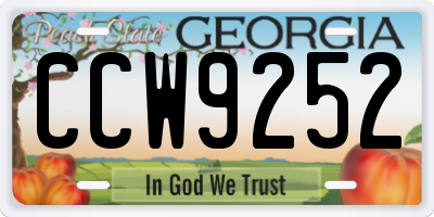 GA license plate CCW9252