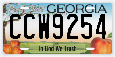 GA license plate CCW9254