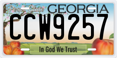 GA license plate CCW9257