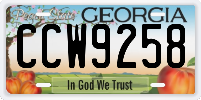 GA license plate CCW9258