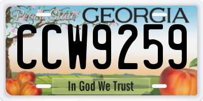 GA license plate CCW9259