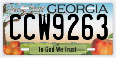 GA license plate CCW9263