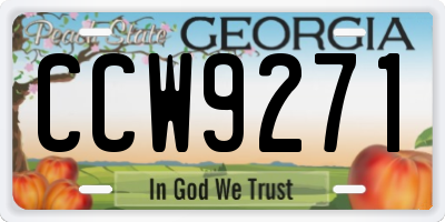 GA license plate CCW9271