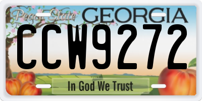 GA license plate CCW9272