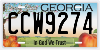 GA license plate CCW9274