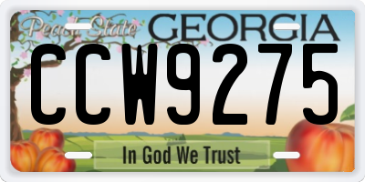 GA license plate CCW9275
