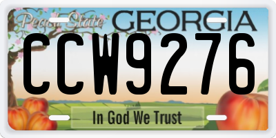 GA license plate CCW9276