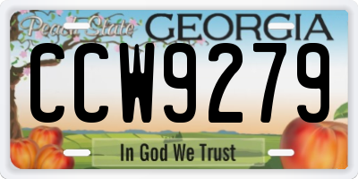 GA license plate CCW9279